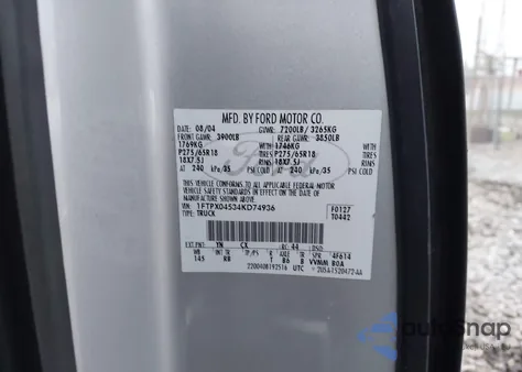 2004 Ford F-150 Fx4/Xlt from USA, damaged, VIN 1FTPX04534KD74936